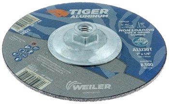 Weiler Tiger Aluminum Disco de corte y esmerilado 58222 - 7 pulg. - A/O óxido de aluminio AO - 30 - T