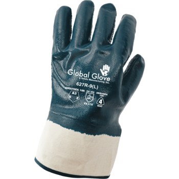 Global Glove Blanco Grande Tejido de rizo/Jersey raspado Guantes resistentes a cortes - acabado Áspero - 627r lg