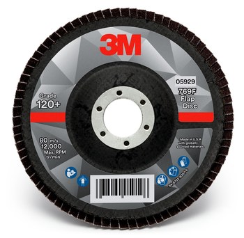 3M 769F Tipo 29 Recubierto Óxido de aluminio cerámico Disco de Aletas - Diámetro 5 pulg. - Agujero Central 7/8 pulg. - 05929