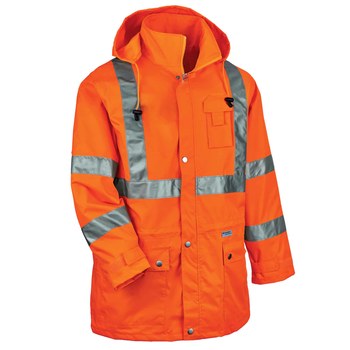Ergodyne Glowear 8385 Chaqueta para condiciones frías 24378 - tamaño 4XG - Naranja de alta visibilidad