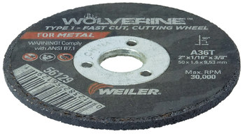 Weiler Wolverine Rueda de corte 56129 - Tipo 1 (recto) - 2 pulg. - Óxido de aluminio - 36 - T
