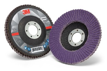 3M 769F Tipo 27 Recubierto Óxido de aluminio cerámico Disco de Aletas - Diámetro 4 1/2 pulg. - Agujero Central 7/8 pulg. - 05904