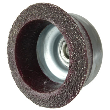 Weiler Polyflex Acero Cepillo de copa - Accesorio Eje roscado - Diámetro 4 pulg. - Agujero Central 5/8 in-11 UNC - Diámetro de la cerda 0.020 pulg. - 35186