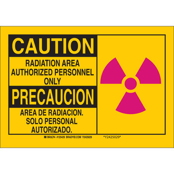 Imágen de Brady B-555 Aluminio Rectángulo Amarillo Inglés/Español Cartel de peligro de radiación 125427 (Imagen principal del producto)