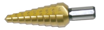 Cle-Line 1874-TN Multi Escalonado Taladro de eje reducido - Corte de mano derecha - Punta Dividir 118° - Acabado TiN - Longitud Total 2.75 pulg. - Flauta Recto - Acero de alta velocidad - Vástago Reducido - C20297