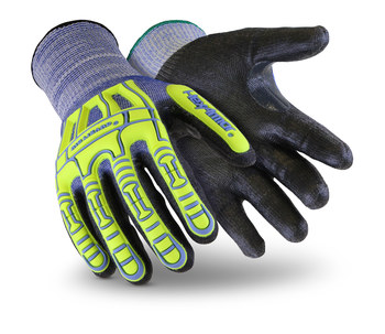 HexArmor Rig Lizard Thin Lizzie 2095 Azul/Amarillo 7 Vidrio/HPPE Recubrimiento sin costuras Guantes resistentes a cortes - 2095 sz 7