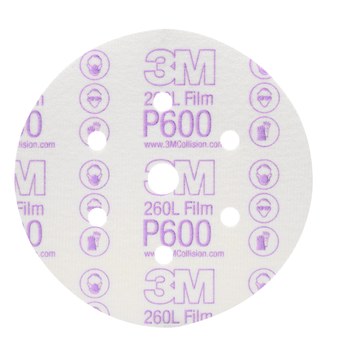 3M Hookit Recubierto Óxido de aluminio Blanco Disco de velcro - Óxido de aluminio - 6 pulg. - P600 - Extrafino - 01071