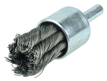 Weiler Wolverine Acero Cepillo de copa - Accesorio Vástago sin rosca - Diámetro 3/4 pulg. - Diámetro de la cerda 0.020 pulg. - 36250