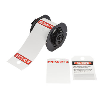 Imágen de Brady Rojo sobre blanco Exterior Poliéster Transferencia térmica B30-255-851-ANSIDB Etiquetas predimensionadas para impresoras (Imagen principal del producto)