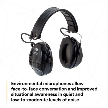 3M Peltor Tactical Sport MT16H210F-479-SV Negro Audífonos para escuchar solamente - Batería Accionado - 20 dB NRR - 318640-04528