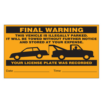 Imágen de Brady Negro sobre naranja Papel 103662 Etiqueta de infracción de estacionamiento (Imagen principal del producto)