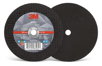 3M Silver Cerámico Rueda de corte - Tipo 1 (recto) - Diámetro 4 pulg. - Agujero Central 3/8 pulg. - Grosor .035 pulg. - 87461