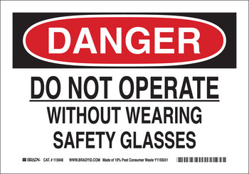 Imágen de Brady B-563 Polipropileno de alta densidad Rectángulo Blanco Inglés Cartel de seguridad del equipo 116112 (Imagen principal del producto)