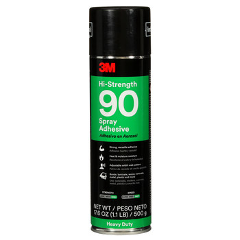 3M Hi-Strength 90 Spray Adhesive - Clear 24 fl oz Aerosol Can - 17.6 fl oz Net Weight - 30023