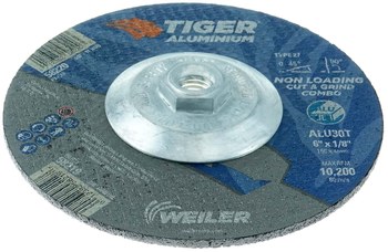 Weiler Tiger Aluminum Disco de corte y esmerilado 58220 - 6 pulg. - A/O óxido de aluminio AO - 30 - T