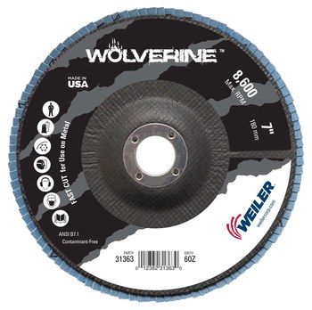 Weiler Wolverine Tipo 29 - Zirconia - 7 pulg. - 60 - Mediano - 31363