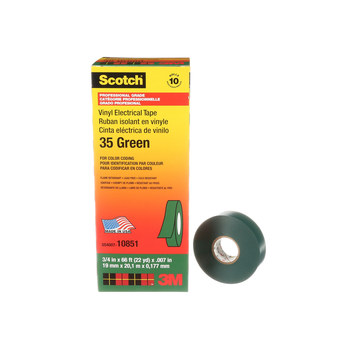 3M Scotch 35 Verde Cinta aislante - 3/4 pulg. x 66 pies - Grosor 7 mil - 10851