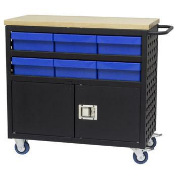 Imagen de Akro-mils MA3618BLD1 800 lb Negro Revestido en polvo Acero Madera dura 16 ga Carro de estante con persianas (Imagen principal del producto)