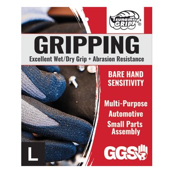 Global Glove Tsunami Grip Gris Grande Nailon Guantes de trabajo - 500nft-t lg
