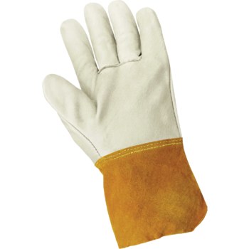 Global Glove 100MTC Blanco Grande Kevlar/Cuero Grano Cuero vacuno Guante para soldadura - Pulgar tipo ala - 100mtc lg