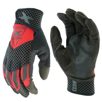 West Chester Extreme Work Knuckle KnoX 89303 Negro/Rojo Grande Cuero/Spandex Sintético Cuero/Spandex Guantes de trabajo - Pulgar montado - Longitud 9.25 pulg. - 662909-509123
