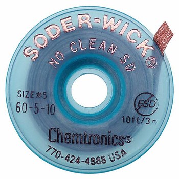 Imágen de Chemtronics Soder-Wick - 60-4-10 Trenza de desoldadura de revestimiento de fundente sin limpieza (Imagen principal del producto)