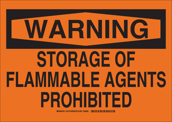Imágen de Brady B-555 Aluminio Rectángulo Naranja Inglés Cartel de material inflamable 16178 (Imagen principal del producto)