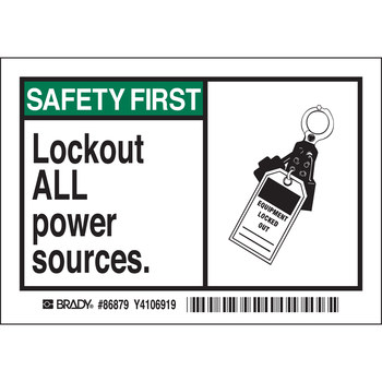 Imágen de Brady Negro/Verde sobre blanco Rectángulo Laminado Poliéster 86879 Etiqueta de bloqueo/etiquetado (Imagen principal del producto)