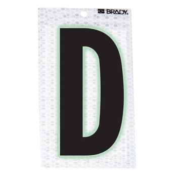 Imágen de Brady Negro sobre plateado Brillo en la oscuridad, Reflectante Interior/exterior Carta 3000-D Etiqueta en forma de letra (Imagen principal del producto)