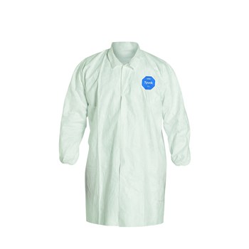 Dupont TY211S WH Blanco Grande Tyvek 400 Bata de laboratorio reutilizable para trabajo y uso general - TY211S LG
