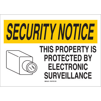 Imágen de Brady B-120 Poliéster reforzado con fibra de vidrio Rectángulo Blanco Inglés Cartel de vigilancia 122748 (Imagen principal del producto)