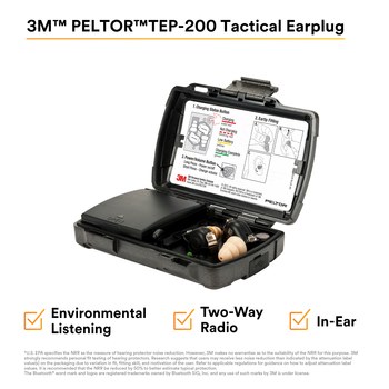 3M Peltor TEP-200 Negro Audífonos para escuchar solamente - Batería recargable de iones de litio Accionado - 23-30 decibelio NRR - 093045-93824