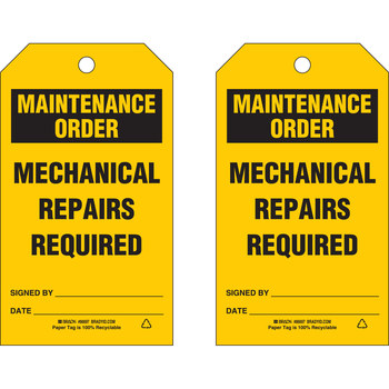 Imágen de Brady Negro sobre amarillo Ojal de metal Cartulina 86697 Etiqueta de mantenimiento (Imagen principal del producto)