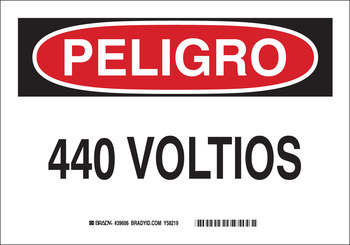 Imágen de Brady B-302 Poliéster Rectángulo Blanco Español Cartel de seguridad eléctrica 37636 (Imagen principal del producto)