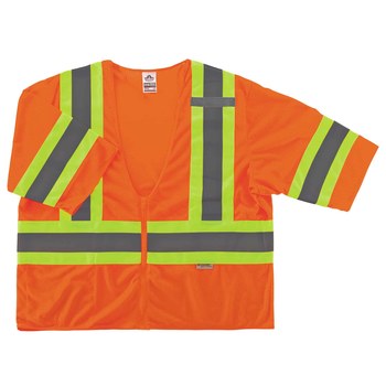 Ergodyne Glowear 8330Z Chaleco de alta visibilidad 22175 - tamaño Grande/XG - Poliéster - Naranja de alta visibilidad - ANSI clase 3