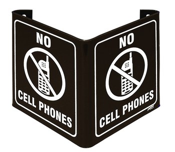 Imágen de Brady Acrílico Rectángulo Marrón Inglés Cartel/anuncio de no utilizar aparatos electrónicos 49351 (Imagen principal del producto)