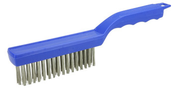 Weiler Acero inoxidable Cepillo de alambre de mano - 2.4 pulg. ancho x 10.9 pulg. longitud - Diámetro de la cerda 0.012 pulg. - 44299