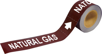 Imágen de Brady Pipe Markers-To-Go Blanco sobre marrón Vinilo 109491 Marcador de tubería autoadhesivo (Imagen principal del producto)