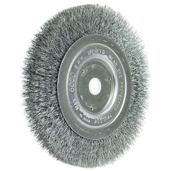 Weiler 01085 Wheel Brush - 6 in Dia - Crimped Steel Bristle