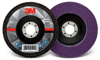 3M 769F Tipo 27 Recubierto Óxido de aluminio cerámico Disco de Aletas - Diámetro 5 pulg. - Agujero Central 7/8 pulg. - 05928