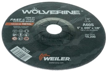 Weiler Wolverine Rueda de corte 56283 - Tipo 27 - rueda de centro hundido - 6 pulg. - Óxido de aluminio - 60 - S