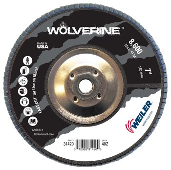 Weiler Wolverine Tipo 27 - Zirconia - 7 pulg. - 40 - Grueso - 31420