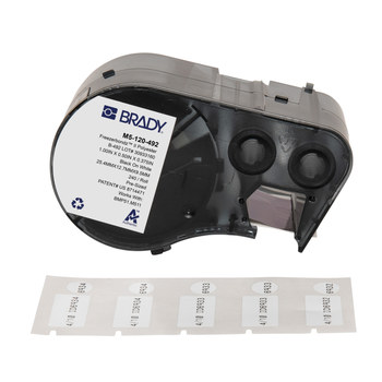Brady FreezerBondz M5-120-492 Etiquetas criogénicas ultrafinas - 1 pulg. x 0.5 pulg. - Poliéster - Negro sobre blanco - B-492