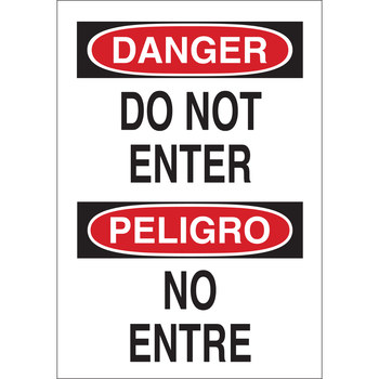 Imágen de Brady B-401 Poliesterino de alto impacto Rectángulo Blanco Inglés/Español Cartel de área restringida 38603 (Imagen principal del producto)