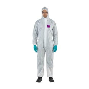 Ansell Microchem AlphaTec Overol resistente a productos químicos 68-1500 WH15-S-92-101-04 - tamaño Grande - Tela SMS - Blanco - 05957