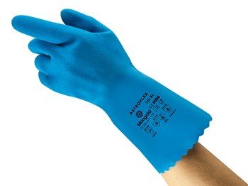Ansell AlphaTec 87-029 Azul 9 Látex Apoyado Guante resistente a productos químicos - acabado Áspero - Longitud 12 pulg. - 076490-13532