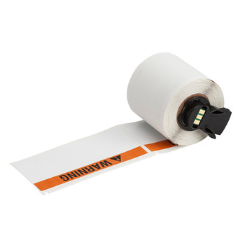 Imágen de Brady Negro/Naranja sobre blanco Vinilo Transferencia térmica M6-38-595-ADVERTENCIA Etiquetas para impresoras todo tiempo (Imagen principal del producto)