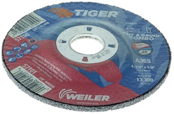 Weiler Tiger 2.0 Disco de corte y esmerilado 57101 - 4-1/2 pulg - Óxido de aluminio - 24 - R
