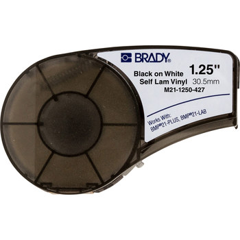 Imágen de Brady Negro sobre blanco Vinilo Transferencia térmica 21-1250-427M Cartucho de etiquetas para impresora de transferencia térmica continua (Imagen principal del producto)