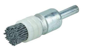 Weiler Nylox Nailon Cepillo de copa - Accesorio Eje - Diámetro 1/2 pulg. - Diámetro de la cerda 0.022 pulg. - Estilo de tope: agrupado - 11160